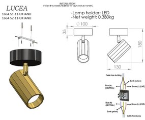 Lucea Faretto da soffitto Oktano, colore cromo, lunghezza 13 cm, metallo