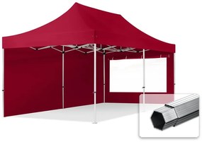 TOOLPORT 3x6m gazebo pieghevole PES con laterali (finestre panoramiche), PROFESSIONAL alluminio, rosso - (600235)