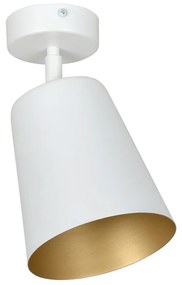 Faretto Spot 1 Luce Prism Con Cono In Acciaio Bianco E Oro Interno