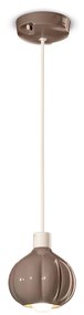 Lampadario Vintage Decò Afoxe' Alluminio Ceramica Marrone Moka 1 Luce E14