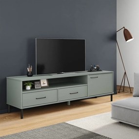 Mobile tv con gambe metallo grigio legno massello di pino oslo
