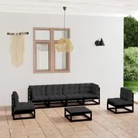 Set Divani da Giardino 7 pz con Cuscini Legno Massello di Pino 3076458