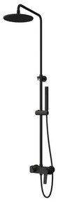 New line colonna doccia telescopica con soffione abs 20 cm miscelatore 2 uscite e doccetta con flessibile 150 cm nero opaco