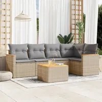 Set Divano da Giardino 6 pz con Cuscini Beige in Polyrattan 3258356