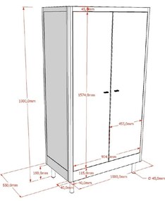 Armadio per bambini bianco in faggio massiccio 100x190x55 cm Forrest – Vipack