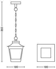 Philips 15406/86/PN - Lampadario da esterno HEDGE 1xE27/60W/230V IP44