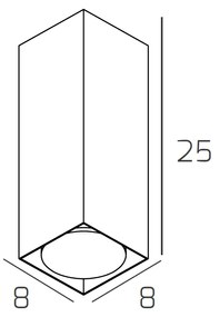 Plafoniera Moderna Cubica Area Metallo Grigio Metallo 1 Luce Gx53 25Cm