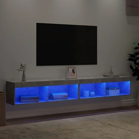 Mobili tv con luci led 2pz grigio cemento 100x30x30 cm