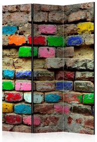 Paravento Mattoncini colorati (3 pezzi) - composizione colorata, parete