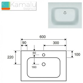 Kamalu - mobile sospeso 60 cm con struttura metallica e ripiano sop-60