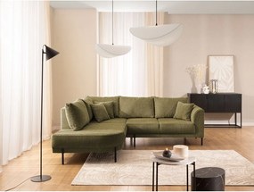 Divano angolare verde (con penisola a sinistra/a L) con rivestimento in ciniglia Mauris – Ropez