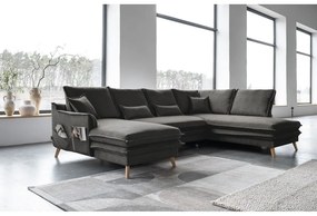 Divano letto angolare grigio scuro (angolo destro a forma di U) Charming Charlie - Miuform