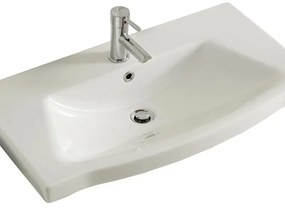 Lavabo a incasso rettangolare L 82 x H 6 x P 46 cm in ceramica bianco lucido