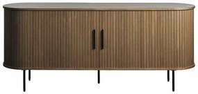 Cassettiera marrone con effetto rovere con ante scorrevoli 180x76x45 cm Nola – Unique Furniture