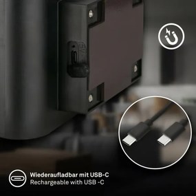 Briloner 3878015 - Lampada da parete LED ricaricabile con sensore CHAT LED/3W/5V 2000 mAh nera