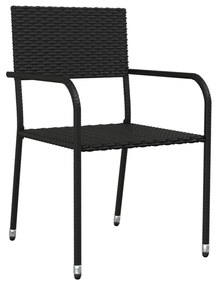 Set da pranzo da giardino 9 pz nero in polyrattan e acciaio