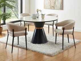 Sedia con braccioli in Tessuto e Metallo Nero Beige - Lotto di 2 - AVRELA