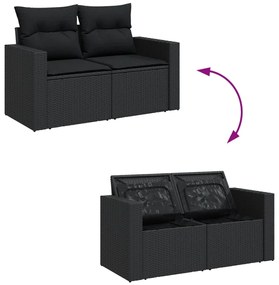 Set Divani da Giardino 12 pz con Cuscini Nero in Polyrattan