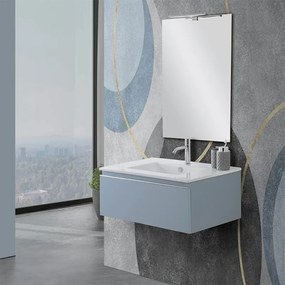 Mobile bagno sospeso 80 cm blu pastello con lavabo e specchio   Iside
