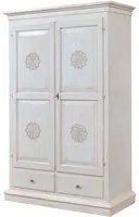 Armadio 2 porte legno shabby bianco invecchiato con decori 125x61x200