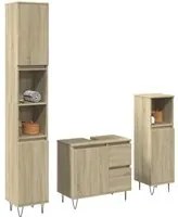 Set Mobili da Bagno 3 pz Rovere Sonoma in Legno Multistrato 3307677