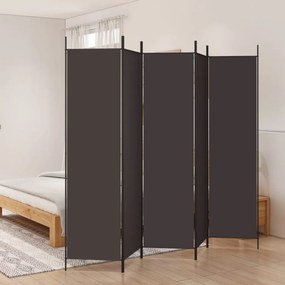 Divisorio A 5 Pannelli Marrone 250x200 Cm İn Tessuto /