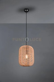 Runa sospensione grande metallo nero e corda d.35cm 1 luce attacco e27