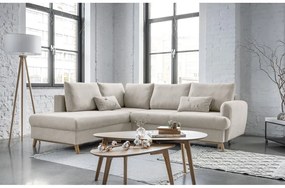 Divano angolare beige allungabile/con contenitore (con penisola a sinistra/a L) Scandic Lagom – Miuform