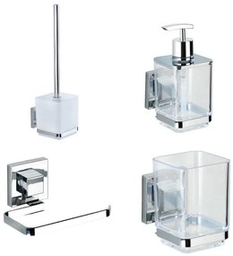 Set di accessori da bagno autoportanti color argento in plastica lucido Quadro - Wenko
