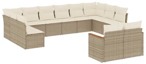 Set divani da giardino 12 pz con cuscini beige in polyrattan