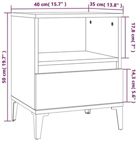 Comodini 2 pz in Bianco 40x35x50 cm