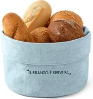 Cestino ottanio 20x14x15 cm con scritta in misto cotone