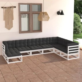 Set divani da giardino 6 pz con cuscini legno massello di pino