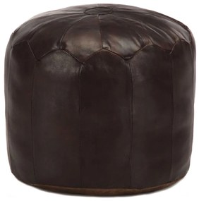 Pouf Marrone Scuro 40x35 Cm İn Vera Pelle Di Capra /