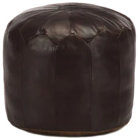 Pouf Marrone Scuro 40x35 Cm İn Vera Pelle Di Capra /