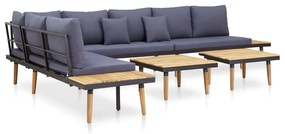 Set divani giardino 7 posti con cuscini legno massello acacia