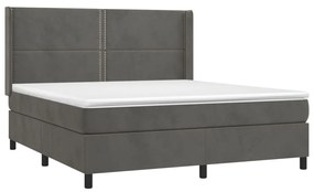 Letto a Molle con Materasso e LED Grigio Scuro 180x200 cm