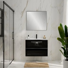 Mobile bagno con lavabo STAR L80 x H60 x P46 cm oak in vetro 2 cassetti per vasca centrale