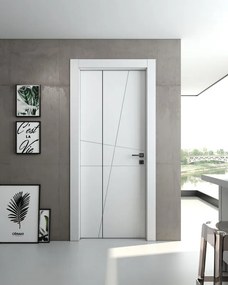 Porta interna pieghevole a libro asimmetrica TOLOSA in legno laccato colore bianco, L 70 x H 210 cm, apertura a sinistra