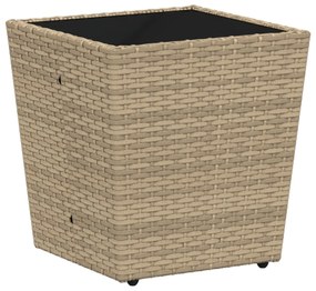 Set bistro da giardino 3 pezzi con cuscini beige in polyrattan