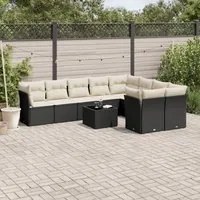 Set Divani da Giardino 10pz con Cuscini in Polyrattan Nero 3218176