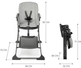 KINDERKRAFT - Sedia da pranzo per bambini FOLDEE grigio