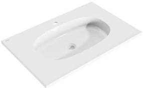 Lavabo a incasso rettangolare vasca centrale Icone L 49.0 x H 14.3 x P 76.0 cm in composito minerale di resina gelificata bianco lucido