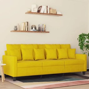 Divano A 3 Posti Giallo 180 Cm İn Velluto /