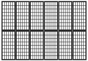 Divisorio pieghevole 6 pannelli stile giapponese 240x170cm nero
