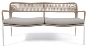 Kave Home - Divano 2 posti Cailin in corda beige con gambe in acciaio zincato bianco 150 cm