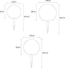 Set di 3 lampade da terra per esterni bianche con LED solari IP44 - Ludger