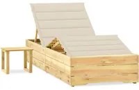 Lettino da Giardino con Tavolino Cuscino Legno Pino Impregnato cod mxl 65111