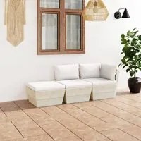 Set Divani da Giardino su Pallet 3 pz con Cuscini Legno Abete cod mxl 52406