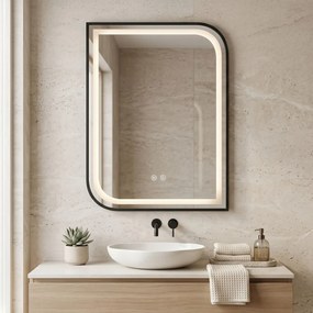 Specchio LED ZONE con cornice nera – 70x50 cm